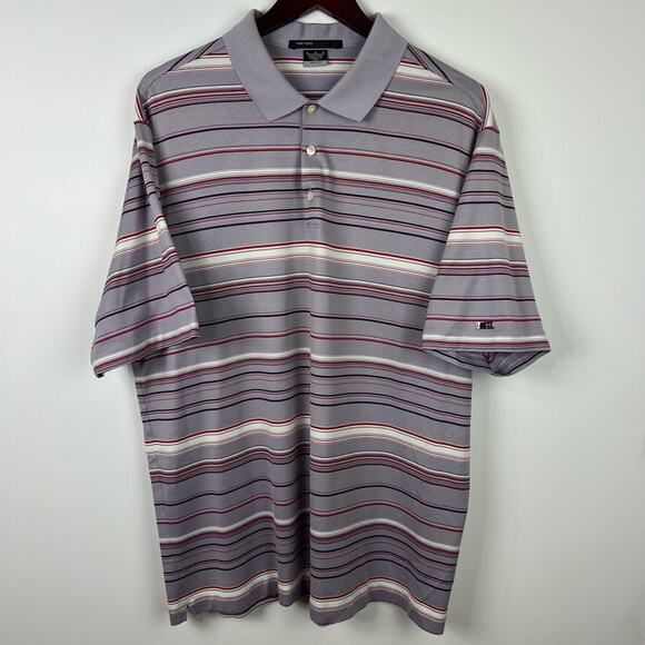 Nike Dri-Fit Tiger Woods Collection Striped Polo Golf Shirt Size XL - Picture 1 of 7